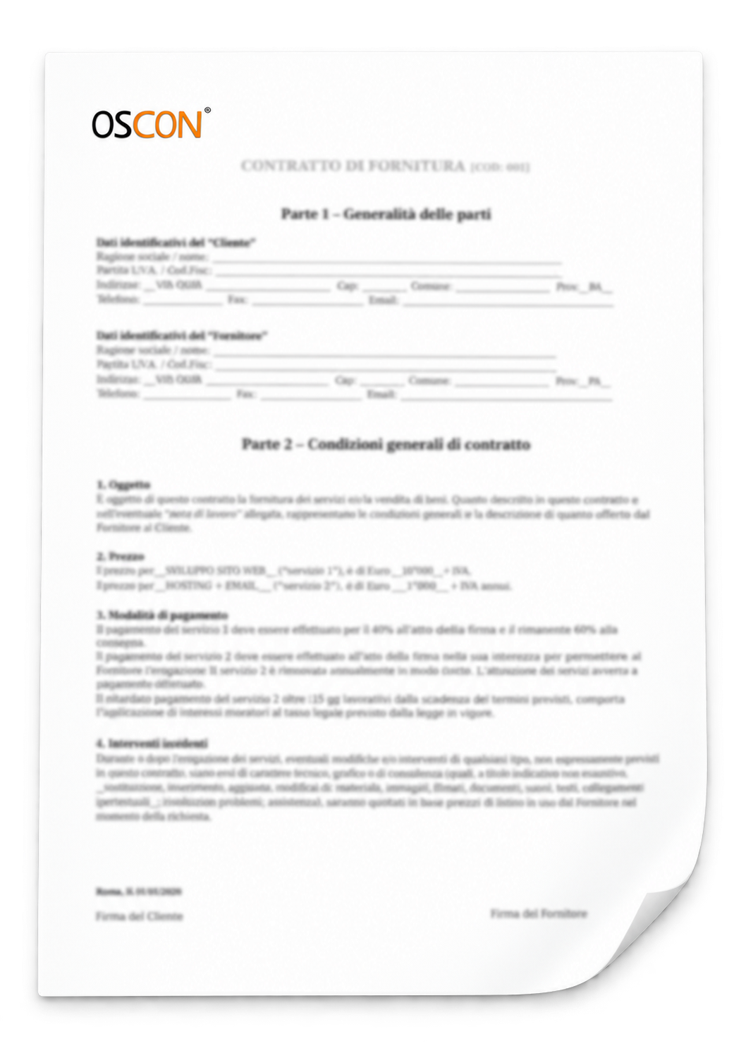Il modello di contratto, Oscon